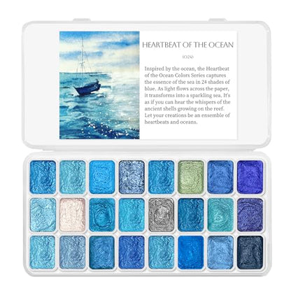 Mini Glitter Watercolor Paint Set with Paper (24 Count)
