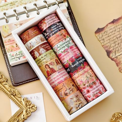 Christian Washi Tape 16 Rolls Aesthetic Decorative Cute Scrapbook Tape