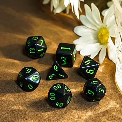 DND Dice Set D&D Polyhedral Dice with Leather Dice Bag (7 Count)