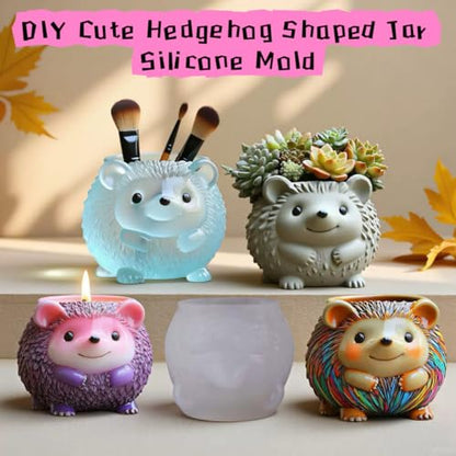 Animal Resin Molds Silicone 3D Cute Hedgehog Epoxy Resin Plaster Candle Holder Wax Molds for Candle Making