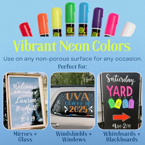 10mm JUMBO Tip Liquid Chalk Drawing Markers for Car Windows (8 Count)