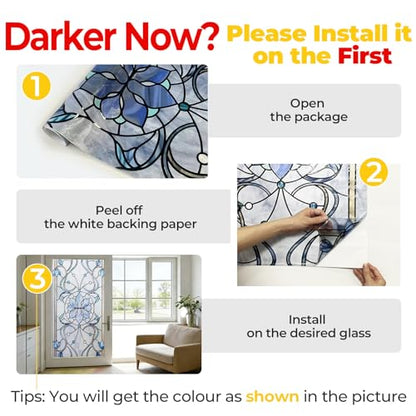 3D Stained Glass Window Privacy Film Decorative Non (830.04 sq inch)