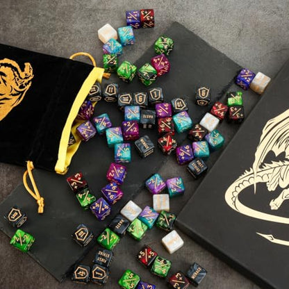 Color MTG Counter Dice Set Keyword Shield Life Counters with Dice Storage Bag for MTG TGG Table Games (72 Count)