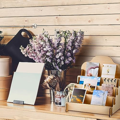 2 Pcs 4 Tier Greeting Card Display Stand Wooden Sticker Display Stand Portable Card Display Rack for Vendors Retail Counter Table Display Trade Shows Showcase