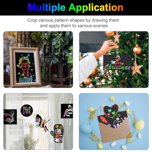 60 Pcs Scratch Art Rainbow Sets Magic Crafts Supplies Kits
