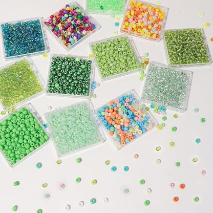 11200pcs Glass Seed Beads for DIY Crafting Bracelet Necklace Embroidery Jewelry Making Supplies (11200 Count)