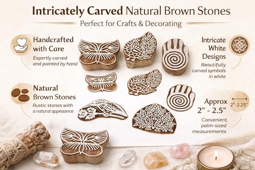 Wooden Stamps for Block Printing on Saree Border (5 Count)