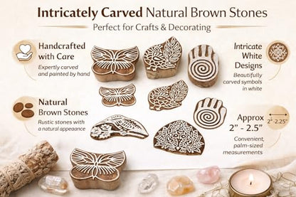 Wooden Stamps for Block Printing on Saree Border (5 Count)