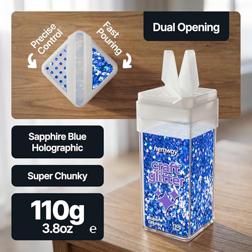 Craft Glitter Shaker Sapphire Blue Holographic 110g Super Chunky (3.9 Ounce)