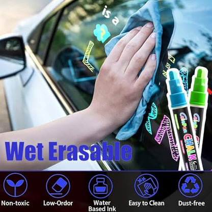 Window Chalk Markers for Cars Glass Washable (16 Count)