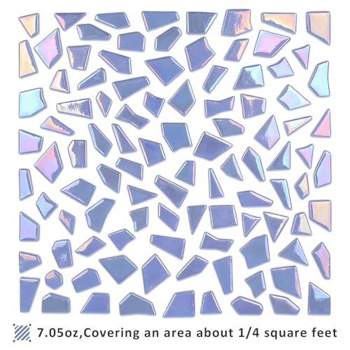 Iridescent Glass Mosaic Tiles for Crafs Bulk (7.05 Ounce)