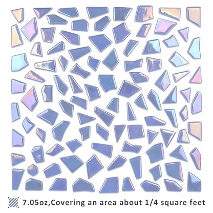 Iridescent Glass Mosaic Tiles for Crafs Bulk (7.05 Ounce)