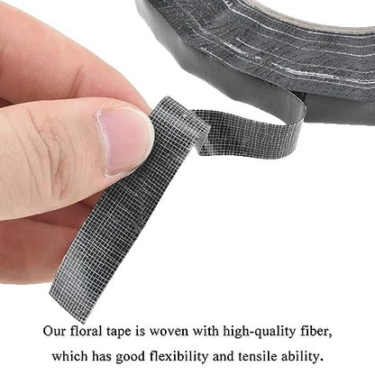 Black 0.5Inch Wide Floral Tape Waterproof Florist Tape Flower Wrap Adhesive Waterproof Decorative Tape for Bouquet Stem Wrapping Flower Arranging and Floral Craft (400 Foot)