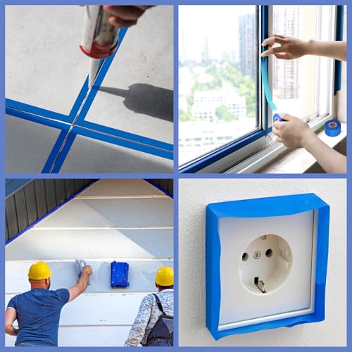 3 Rolls Painters Tape 2 Inch Wide Blue Painters Tape for Wall Painting (3 Count)