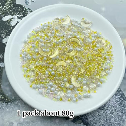Assorted Glass Beads for Jewelry Making Multi Size Colors Glass Star Moon Seed Pearl Spacer Beads for Bracelets Necklace Earring Making (2.8219 Ounce)