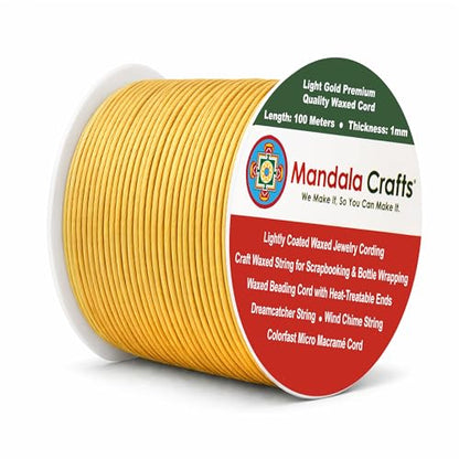 1mm Light Gold Waxed Cord
