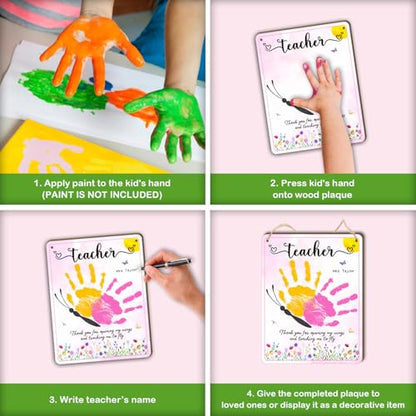DIY Butterfly Handprints Craft Sign Gift for Daycare PreK Preschool Kindergarten Teacher