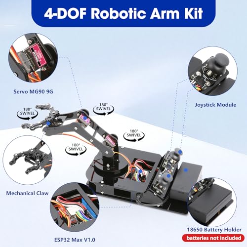 4DOF Robotic Arm Kit for Kids Compatible with Arduino IDE