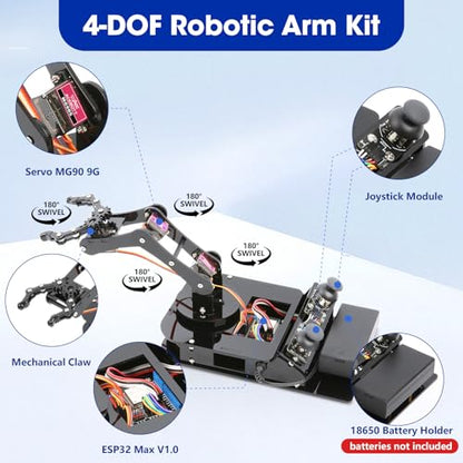 4DOF Robotic Arm Kit for Kids Compatible with Arduino IDE