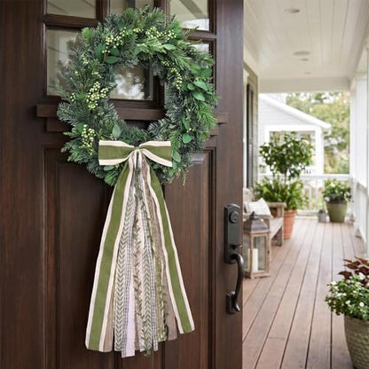 Large Farmhouse Ribbon Bow for Wreath