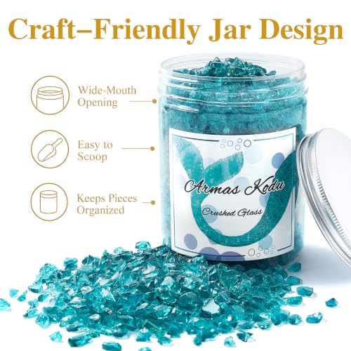 Turquoise Crushed Glass for Resin Art & Crafts (24 Ounce)