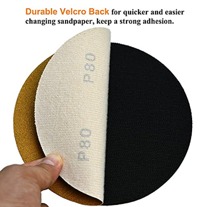 6-Inch No-Hole Hook and Loop Gold Sanding Discs 80-Grit, 100-Pack (100 Count)