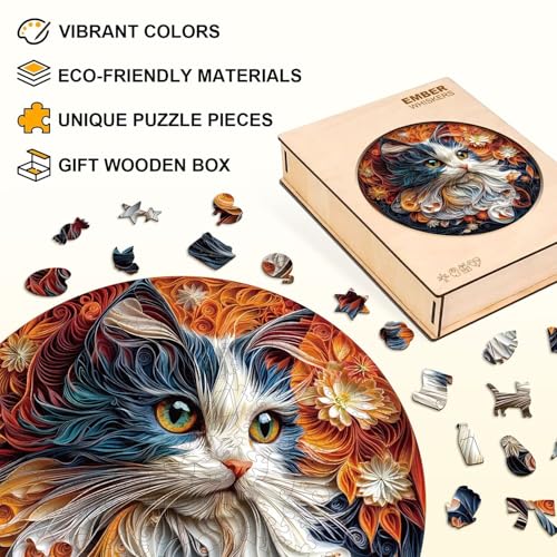 Flower the Maine Coon Cat Puzzles Adults Gifts for Women Men Wooden 280 Pieces 13.4x13.4in