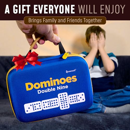 Double 9 Dominos Set for Adults and Kids with Colored Dots