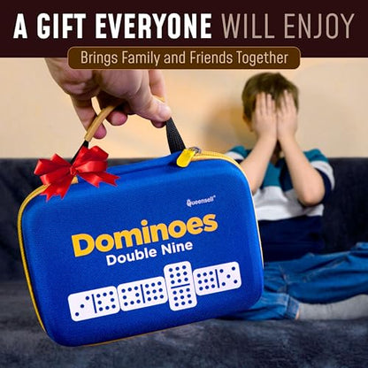 Double 9 Dominos Set for Adults and Kids with Colored Dots