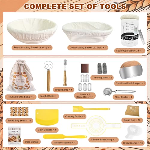 Sourdough Starter Kit with Basket Sourdough Starter Jar for Beginner