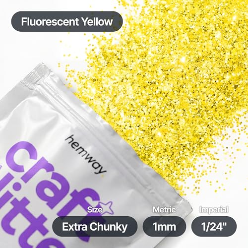 Craft Glitter Fluorescent Yellow 100g Extra Chunky Glitter (3.5 Ounce)