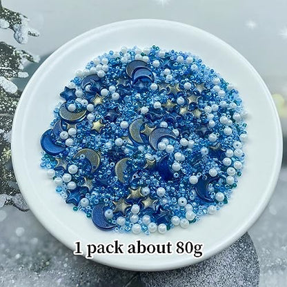 Assorted Glass Beads for Jewelry Making Multi Size Colors Glass Star Moon Seed Pearl Spacer Beads for Bracelets Necklace Earring Making (2.8219 Ounce)