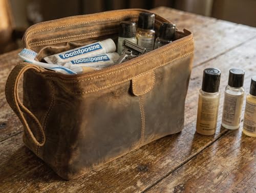 Leather Toiletry Bag for Men