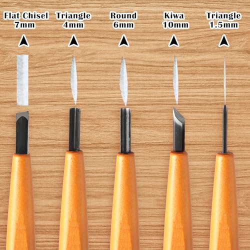 5 Pcs Linoleum Carving Tool Set Wood Handle Linocut (5 Count)