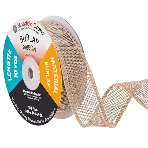 1 Inch Wide Natural Burlap Ribbon for Crafts (60 Foot)