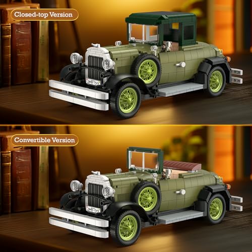 Vintage Cars Building Sets for Adults with Lights 50001 (1297 Count)