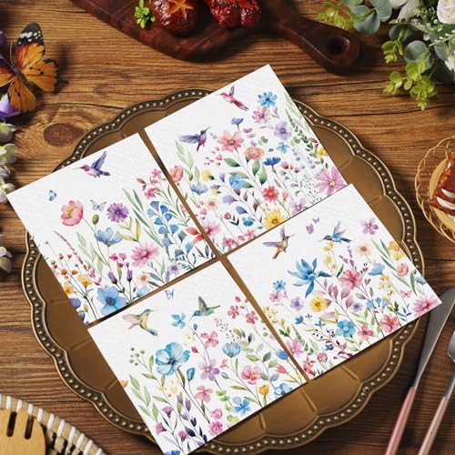 200 Pieces Summer Floral Cocktail Napkins 2