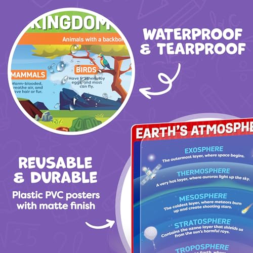 Science Posters for Classroom Middle School Elementary School (12 Count)