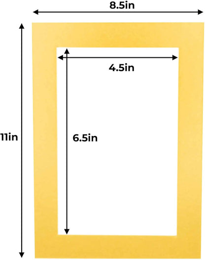 5x7 Mat for 8.5x11 Frame - Precut Mat Board Acid-Free Metallic Gold 5x7 Photo Matte For a 8.5x11 Picture Frame, Premium Matboard for Family Photos, Show Kits, Art, Picture Framing, Pack of 1 Mat