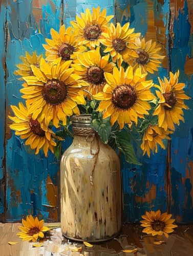 Art Crafts 14ct Counted Cross Stitch Patterns Kits Sunflowers Printed Stamped Cross Stitch Kits for Adults Needlepoint Kits