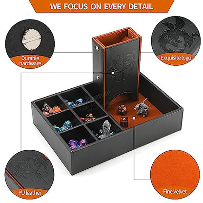 DND Dice Tray and Dice Tower with Storage