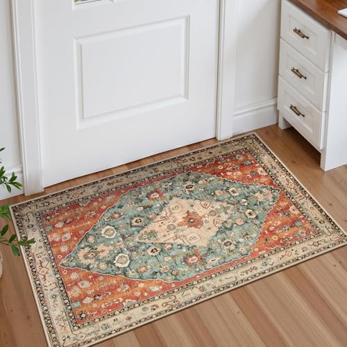 Felice Boho Tribal 2x3 Washable Small Rugs for Entryway Doormat Indoor Entrance (6 Sq Ft)