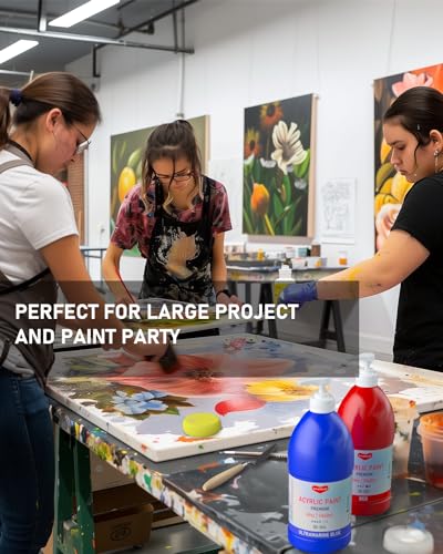 6 Colors Large Bulk Acrylic Paint Set 69oz (414 Fl Oz)