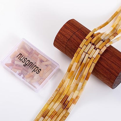 Natural Yellow Jade Cylinder Tube Beads 4x13mm 38cm (28 Count)