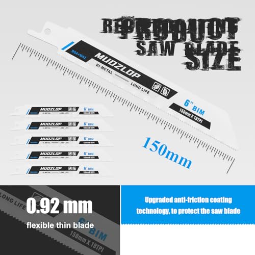 5Pack 9inch 18TPI Metal Reciprocating Saw Blades Set (5 Count)