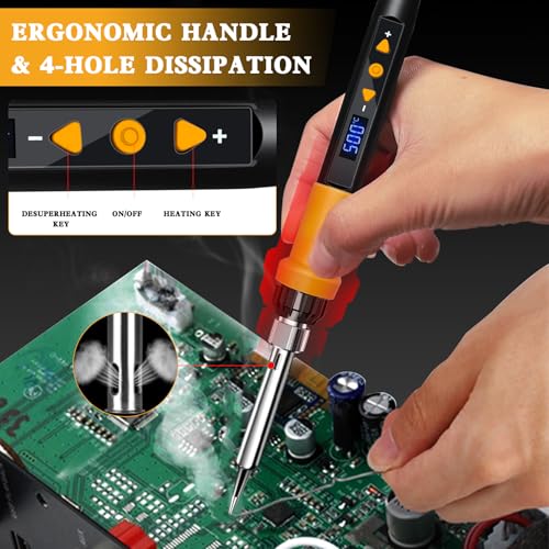 Orange 80W Adjustable Temperature Soldering Iron Kit