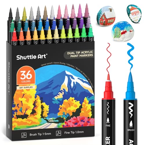 36 Colors Dual Tip Acrylic Paint Markers (36 Count)