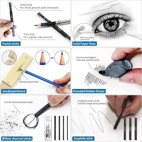 50PCS Drawing Sketch Pencils Art Supplies Kit with A5 Sketchbook