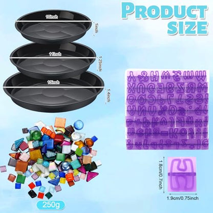 5 Pcs 3 Size Stepping Stone Kit for DIY Outdoor Garden Stepping Stone Includes Cement Molds Mosaic Tiles and Concrete Letter Stamps No Concrete Mix (5 Count)
