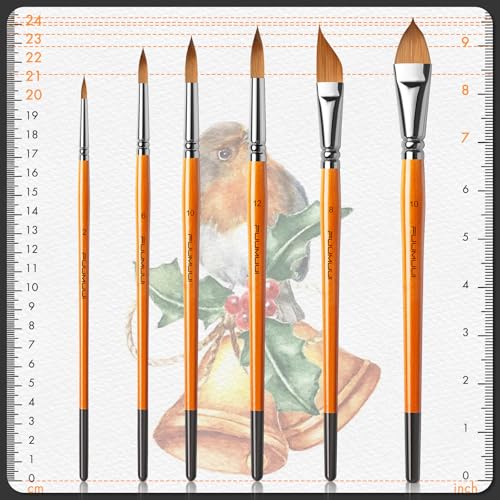 Sable Watercolor Brushes Kolinsky Watercolor Paint Brushes for Artists Professional 6pcs (6 Count)